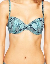 NEW Stella McCartney Blue Snakeskin Print Bra Sz 36 B