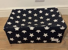 Minene Navy Blue Stars Large Fabric Storage Box with Lid 60 x 40cm