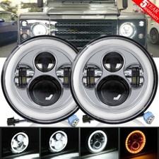 2PCS 7" Inch Hi/Lo HALO Angel Light LED HEADLIGHT For Land Rover Defender 90 110