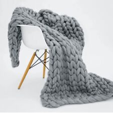 Large Chunky Cable Knit Throw Hand Woven Blanket Super Soft Warm Bed Sofa Chair