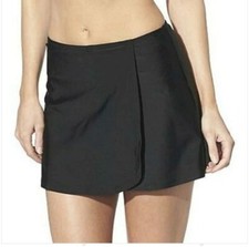 Spanx Love Your Assets Wrap Skirtini Swim Skirt Tummy Tamer Jet Black Size S