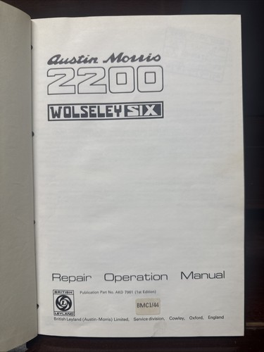 Repair operation manual - operation, austin
