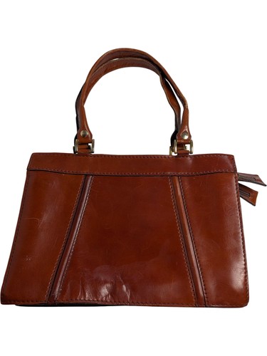 Brown leather top handle - brown,