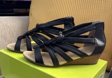 Hotter Comfort Concept Size 5.5 Black Leather Strappy Sandals VGC Free Postage  