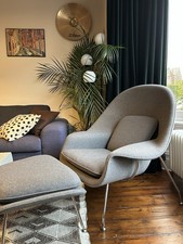 Eerie Saarinen Womb Chair Lounge Replica W Footstool. Excellent Condition. Grey