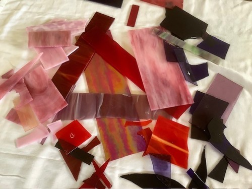 Stained glass offcuts - stained,