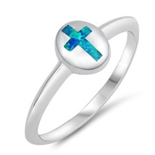 Blue Lab Opal Oval Inset Cross