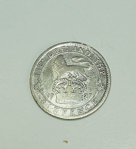 1927 sixpence coin king george - sixpence,