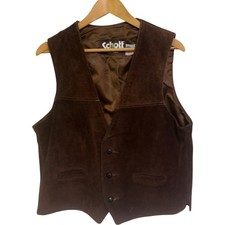 Schott N.Y.C. Men's Waistcoat Size L Brown Suede Western USA Made Vintage