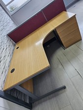 Light Oak Corner Workstation Desks with  3 Drawer Pedestal - Right & Left Hand