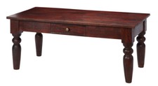 Maharani Solid Mango Dark Wood Coffee Table with Drawer Living Room Furniture