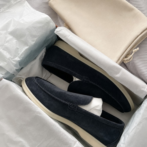 Mens navy blue - suede, loafers