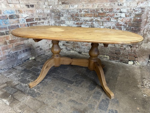 Solid pine oval dining table - pine,