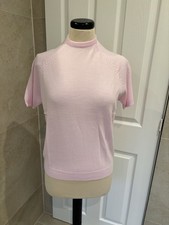 Ladies New Courtelle Pink Short Sleeve Jumper Size 14 Soft
