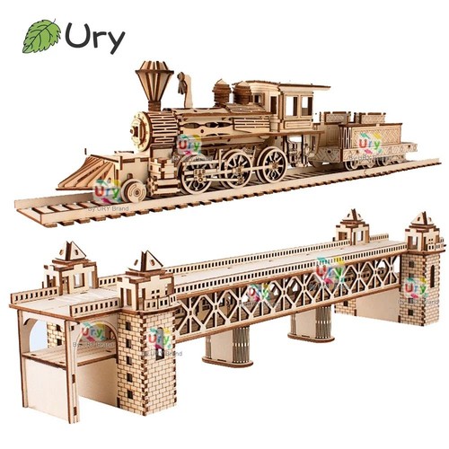 Wooden puzzle airship model - wooden,
