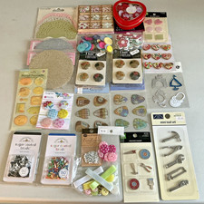 23 Crafting Embellishments- Bundle- Mixed- Buttons, Metal, Brads, Ribbon etc-New