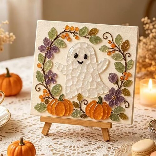 Halloween sea glass art - halloween,