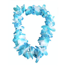 BLUE HAWAIIAN LEI GARLAND FLOWER NECKLACE FANCY DRESS HAWAII TROPICAL LUAU PARTY