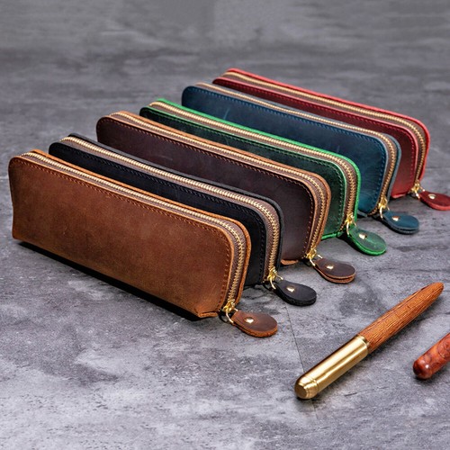 Cowhide leather zipper pen - zipper,
