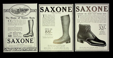 Set of 3 1916 WW1 Era Print Ads, Saxone Military Boots, British Army Footwear
