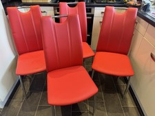 Red Faux Leather Dining Chairs Set of 4