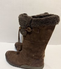 Cushe Espresso Cabin Fever Suede Boots WP US Size 8 Pull On Faux Fur Waterproof