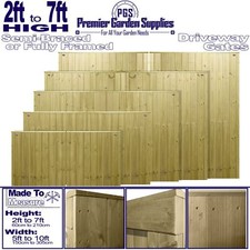 MADE TO MEASURE Wooden PAIR Driveway Gates Capped Flat Top Tongue & Groove Front