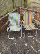 2 Retro Striped Folding Chairs