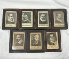 Set 7 Antique Italian Artist Portrait Engravings 18th–19thC Framed Old Masters