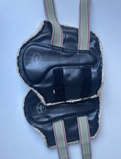 Used Cob Sized Leather Brushing Boots Fur Lined By Joyston Small Hole Pictured