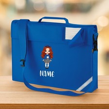 Personalised Name Book Bag Printed Girl Design Junior School Book Bag With Strap