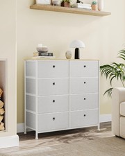 Galloway Storage Dresser Tower 8 Easy Pull Fabric Drawers White Organiser Unit