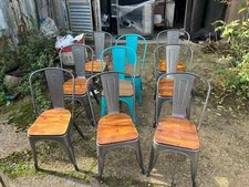 Job Lot x 9 Stackable Metal Dining Chairs with Iron Backrest - Ref: F10/24BRS