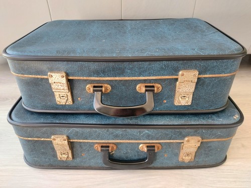 Vintage luggage pair of hard - luggage,