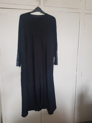 Black abayah jilbab diamontes - black,