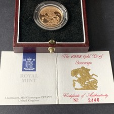 1992 Proof Full Gold Sovereign Scarce