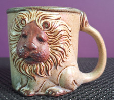 Vintage 1970's John Buck Ceramic Stoneware Studio Pottery Lion Mug
