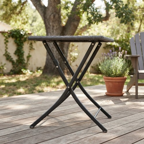 Wicker folding table square - folding,