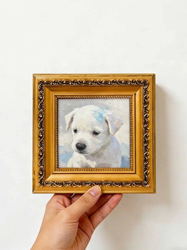 White puppy dog with - white,