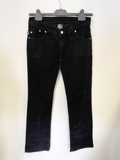 VICTORIA BECKHAM BLACK DENIM CROWN JEWEL TRIMMED STRAIGHT LEG JEANS SIZE 32W/32L