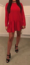 Zara S Red Playsuit with Ruffle & Belt details 