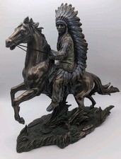 Top Collection Chief Sitting Bull on Horseback Statue - Native American Sculp...