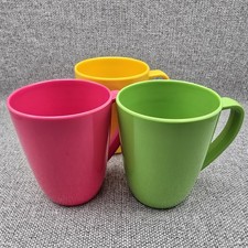 Melamine - Retro - Pink Yellow Green - Plastic - Mugs - Set Of Three 