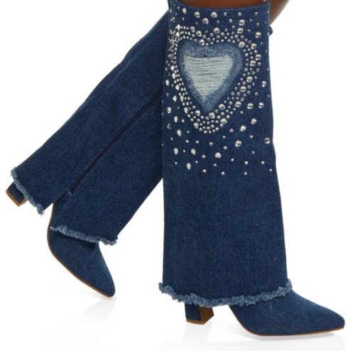 Rainbow denim rinestones - denim,