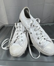 Converse All Star Junior White Leather Low Top Trainers Shoes UK 4 EU 37