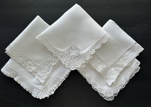 Lot vintage white hankies - lot, 5