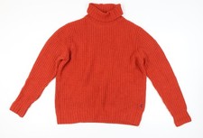 Joules Womens Orange 2XL Roll Neck Chunky Knit Wool Blend Jumper