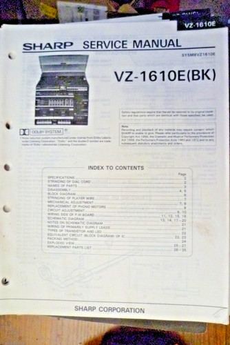 Sharp 1610e stereo system - vz-1610e,
