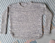 Ladies Indigo, M&S Wool Blend Jumper, Size 12. Grey Mix. Ribbed Sleeve