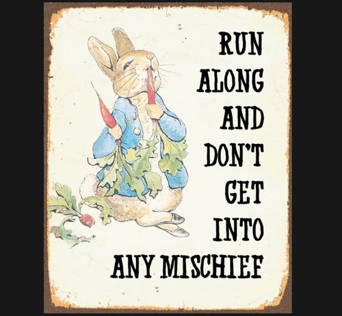 Peter rabbit metal sign - metal,